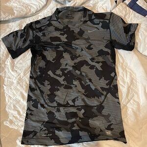 Nike Pro Combat Black and Gray Camo Shirt